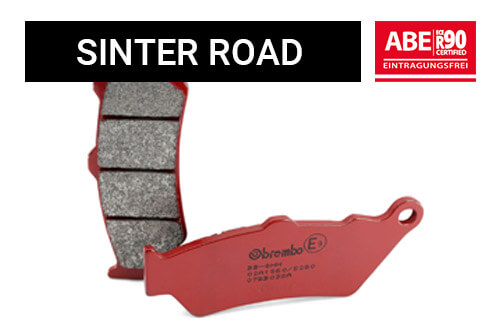 Product photo of Brembo Sinter Road SA and SP brake pads for motorbikes